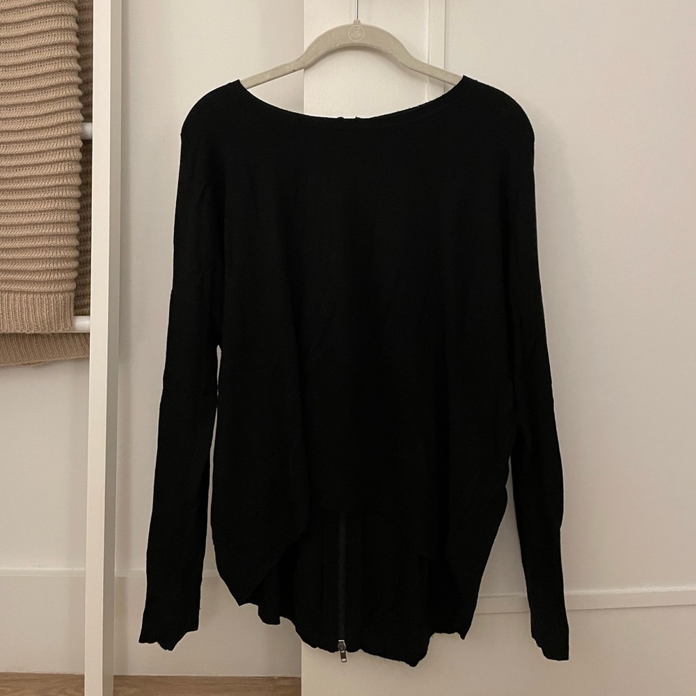 Olivaceous Sweater with Zipper Back, L